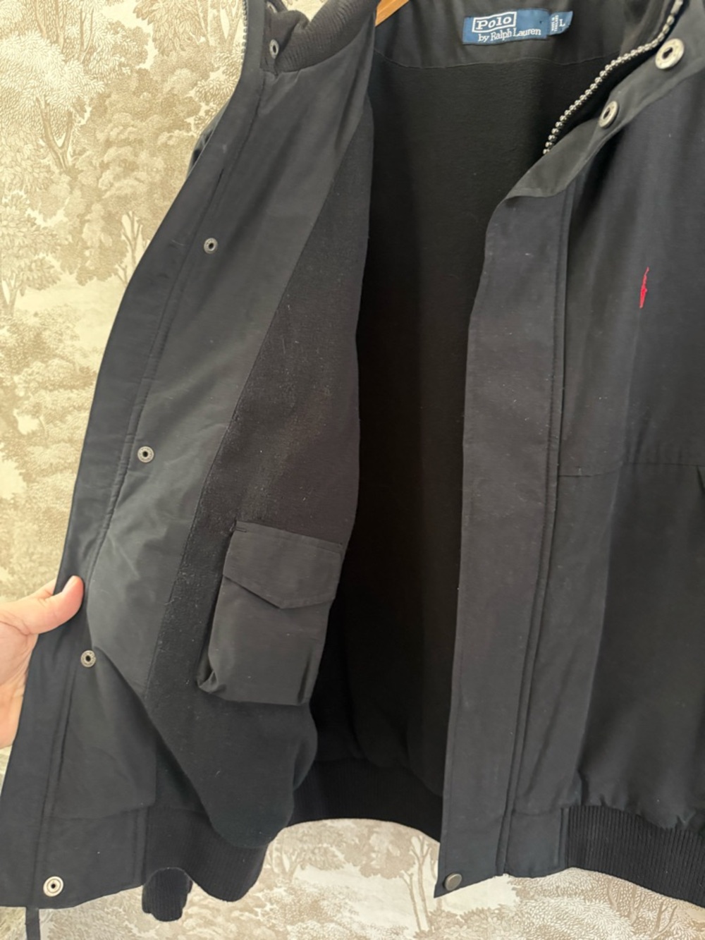 Vintage Ralph Lauren Black Bomber Jacket with Red Polo Logo - Picture 5 of 5